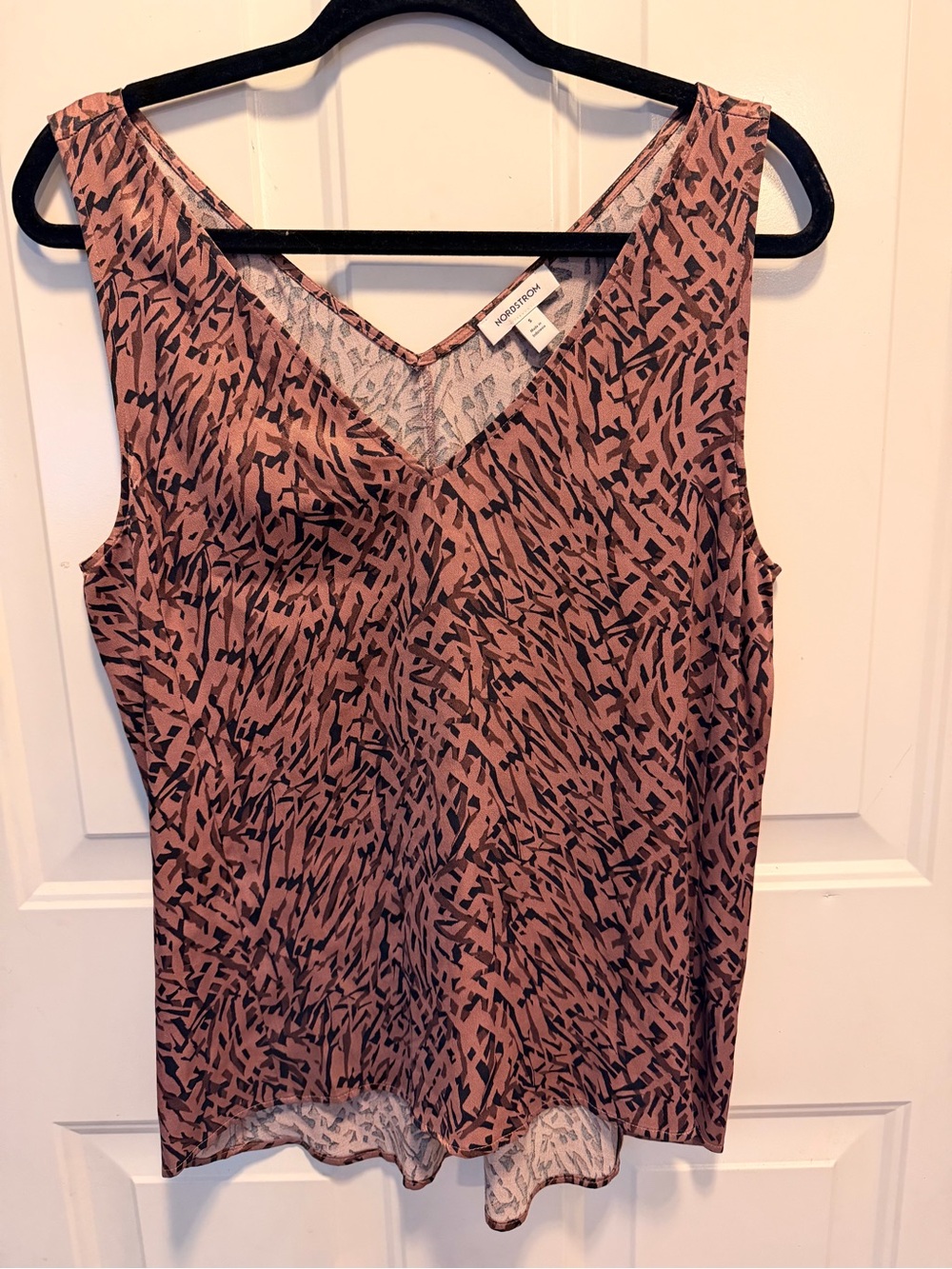 Nordstrom light brown and Black Abstract V-Neck Camisole Top